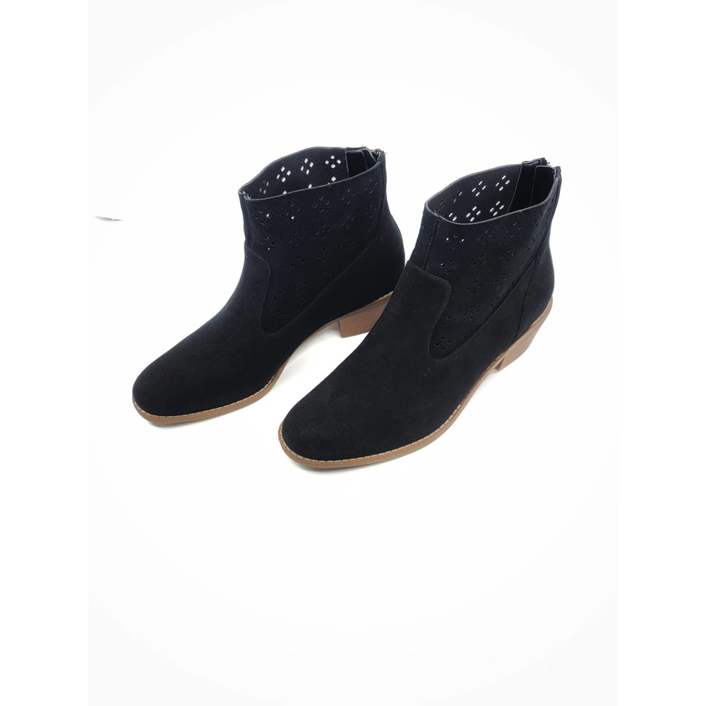 NEW COLE HAAN BLACK SUEDE LASER CUT OUT ANKLE BOOTIE - SIZE 8 - Picture 9 of 11